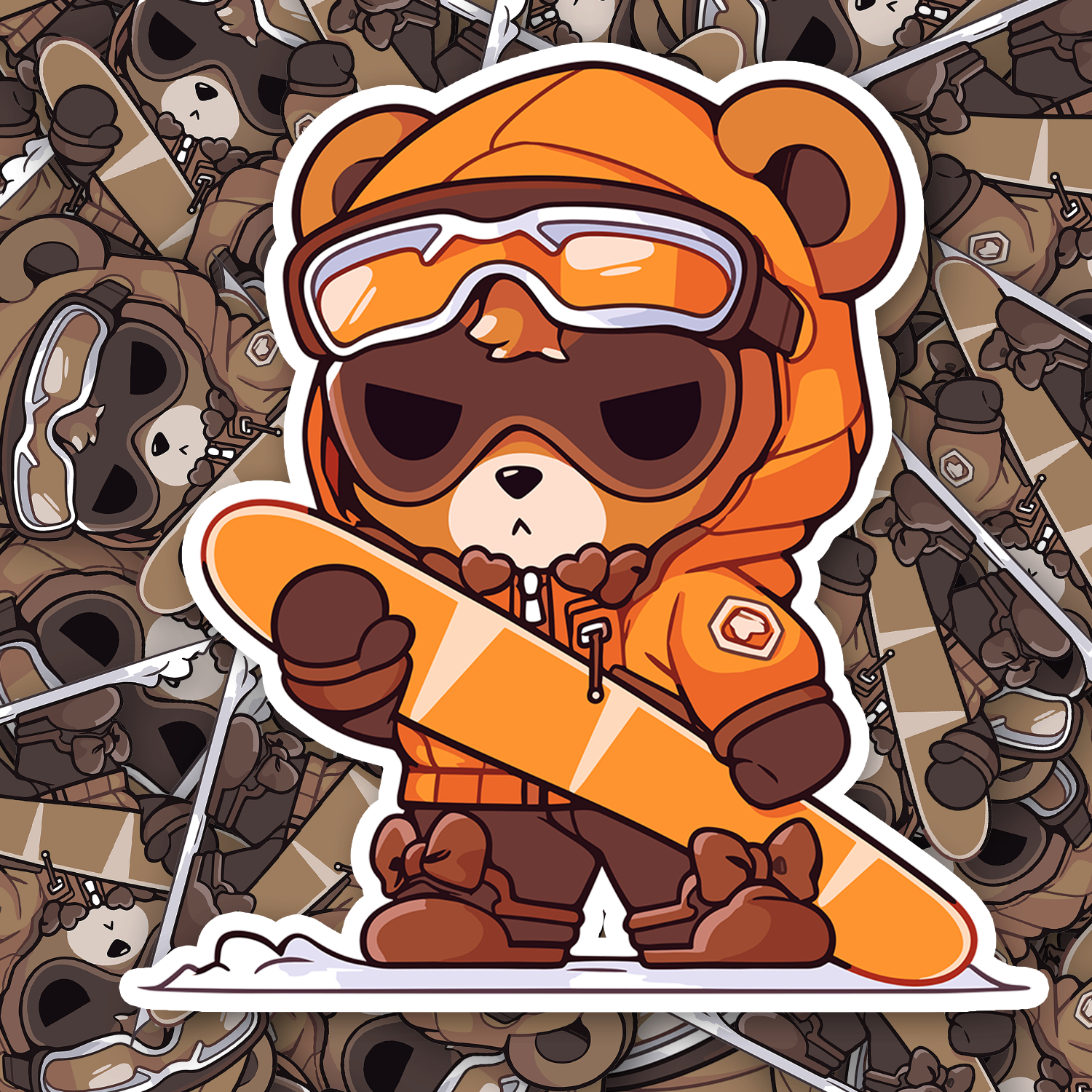 Cute Snowboarding Bear Sticker - Turbo Vinyl