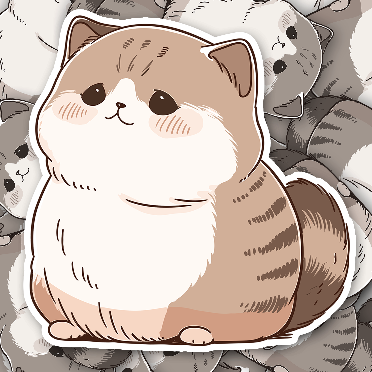 Cute Chubby Brown Cat Sticker - Turbo Vinyl
