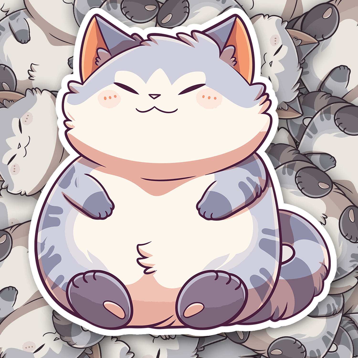 Cute Chubby Gray Cat Sticker - Turbo Vinyl