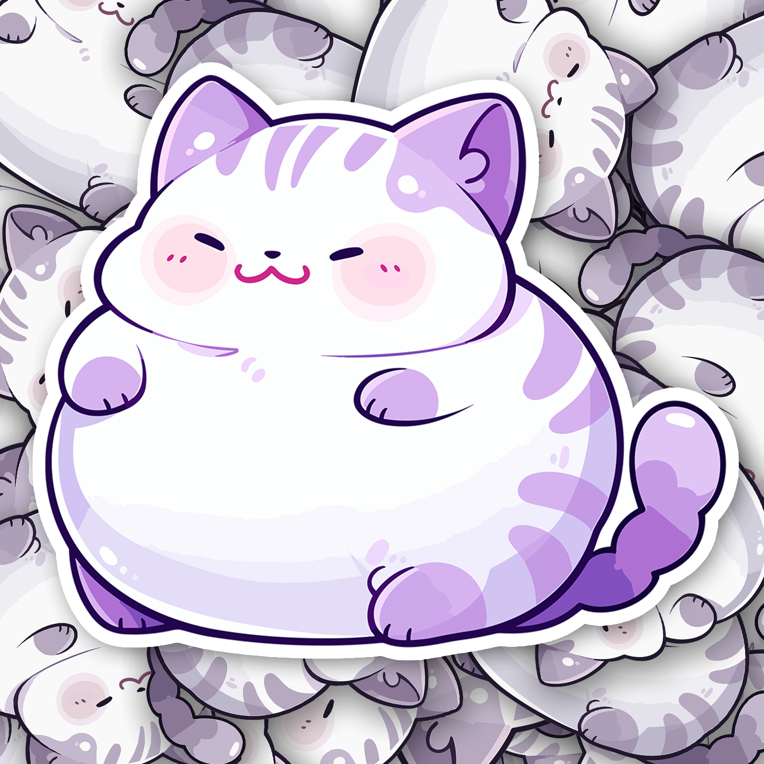 Cute Chubby Purple Cat Sticker - Turbo Vinyl