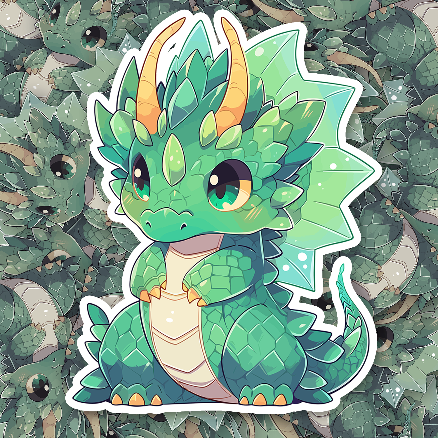 Cute Green Dragon Sticker - Turbo Vinyl