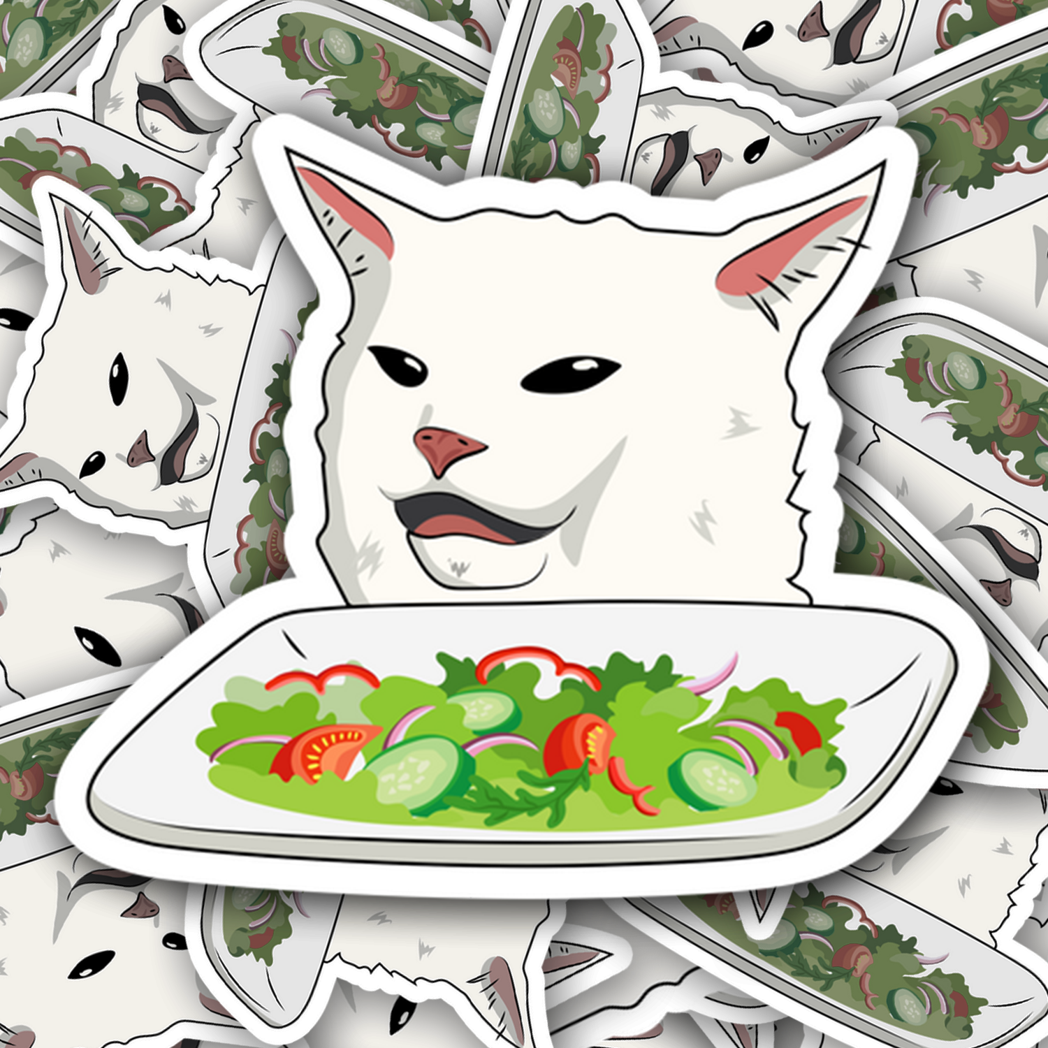Dinner Cat Meme Sticker - Turbo Vinyl