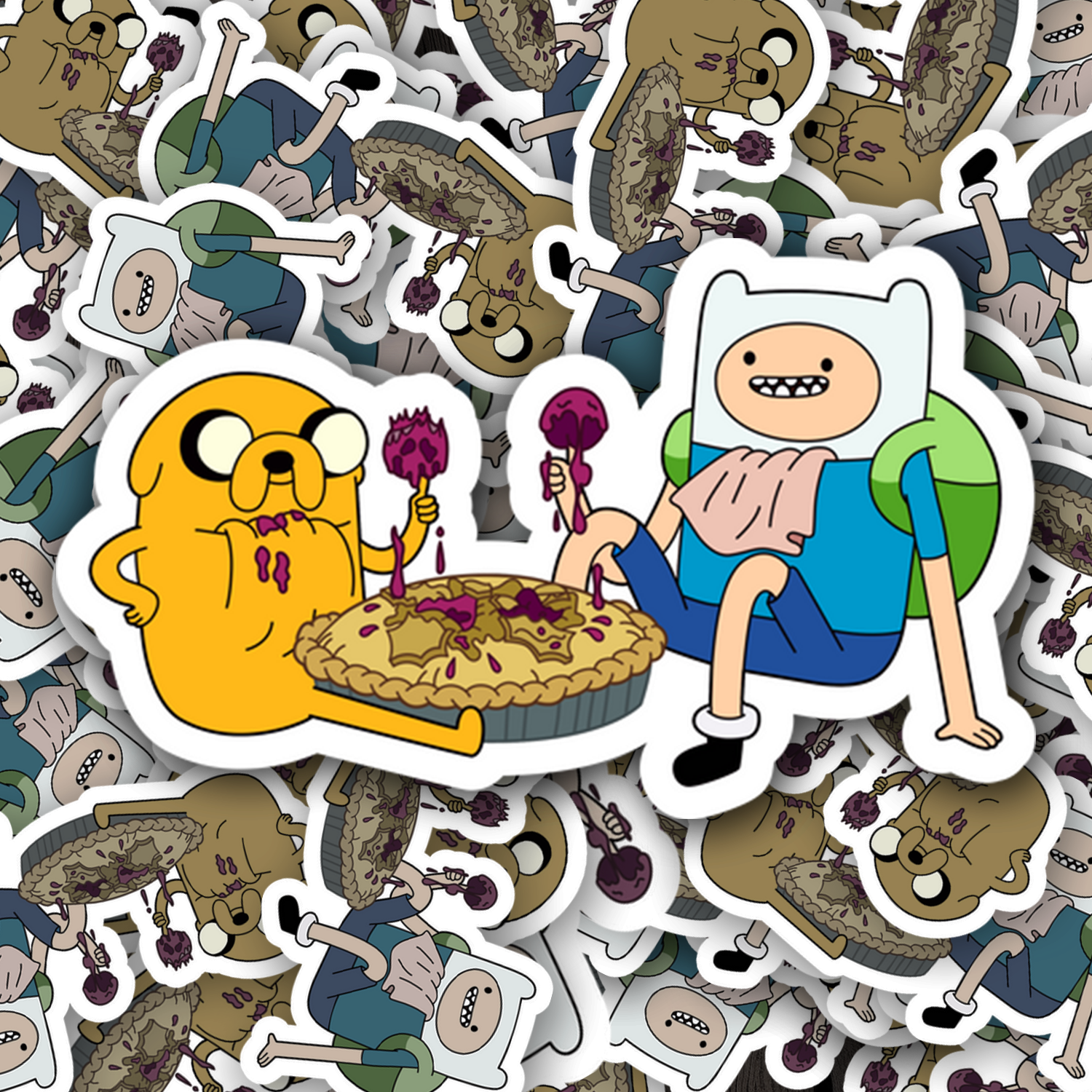 Finn And Jake Eating Sticker - Turbo Vinyl